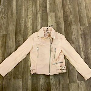 Heartloom baby pink leather like material jacket